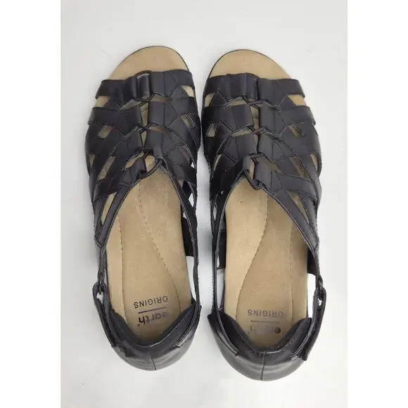 Earth Origins Belle Bridget Shoes Leather Sandals Size 10M Black - Picture 4 of 10